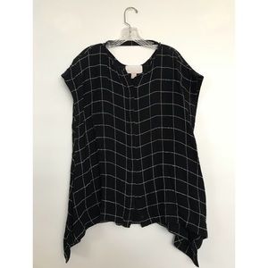 Morgan Carper Black Button-up Asymmetrical Top